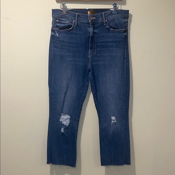 Women’s MOTHER The Insider Crop Step Chew Jeans Dancing on Coals - Picture 2 of 9